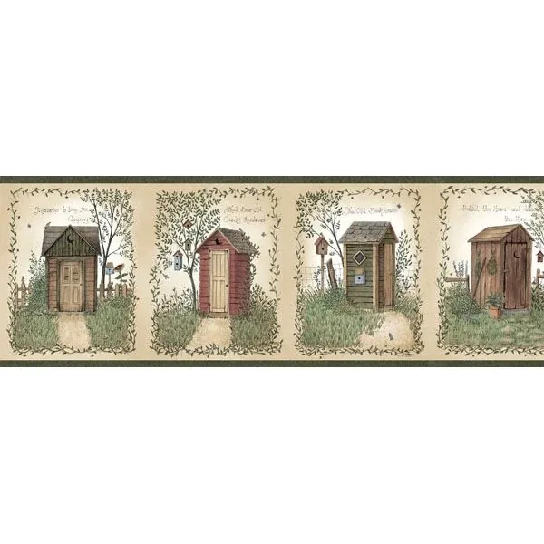 Brewster Home Fashions Fennel Wheat Outhouse Portrait Blocks Wallpaper - SKU BBC50321B
