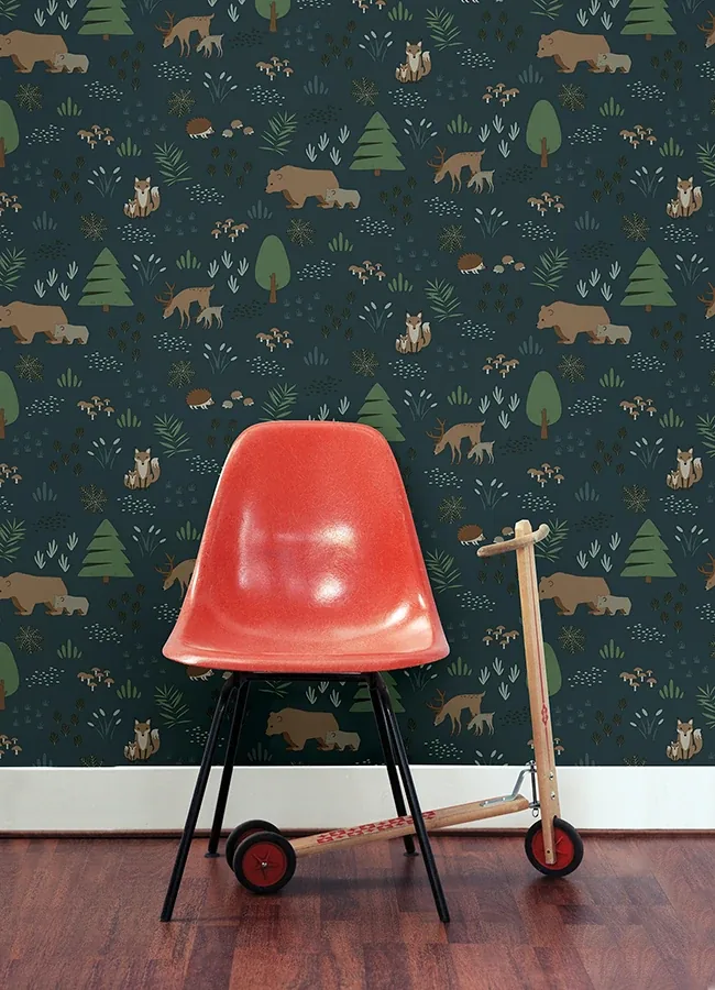 Brewster Home Fashions Finola Dark Blue Bears Wallpaper - SKU 4060-139248