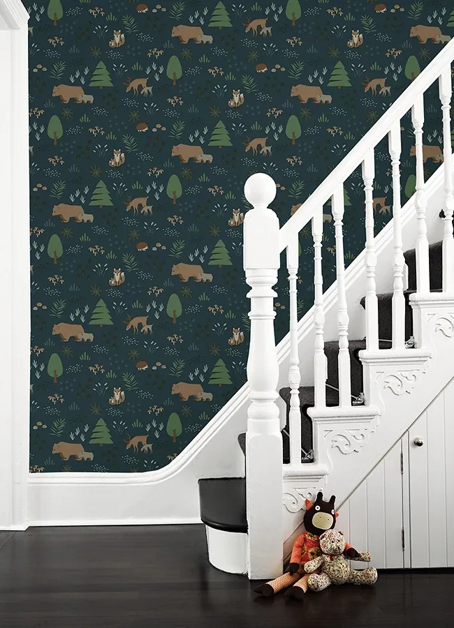 Brewster Home Fashions Finola Dark Blue Bears Wallpaper - SKU 4060-139248