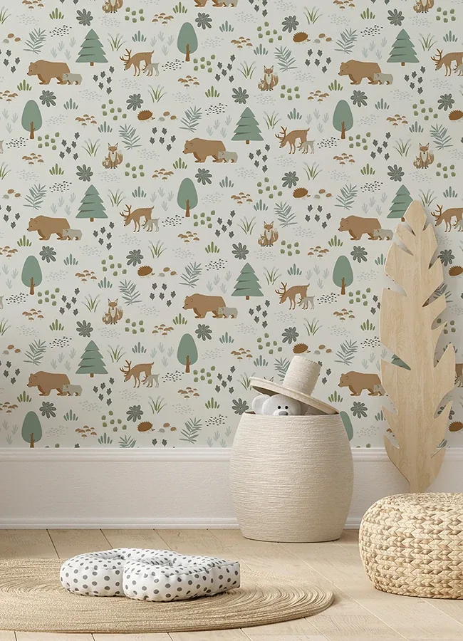 Brewster Home Fashions Finola Moss Bears Wallpaper - SKU 4060-139247