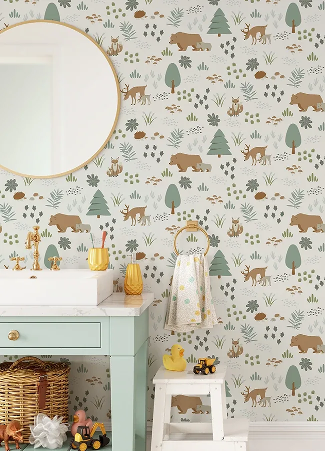 Brewster Home Fashions Finola Moss Bears Wallpaper - SKU 4060-139247
