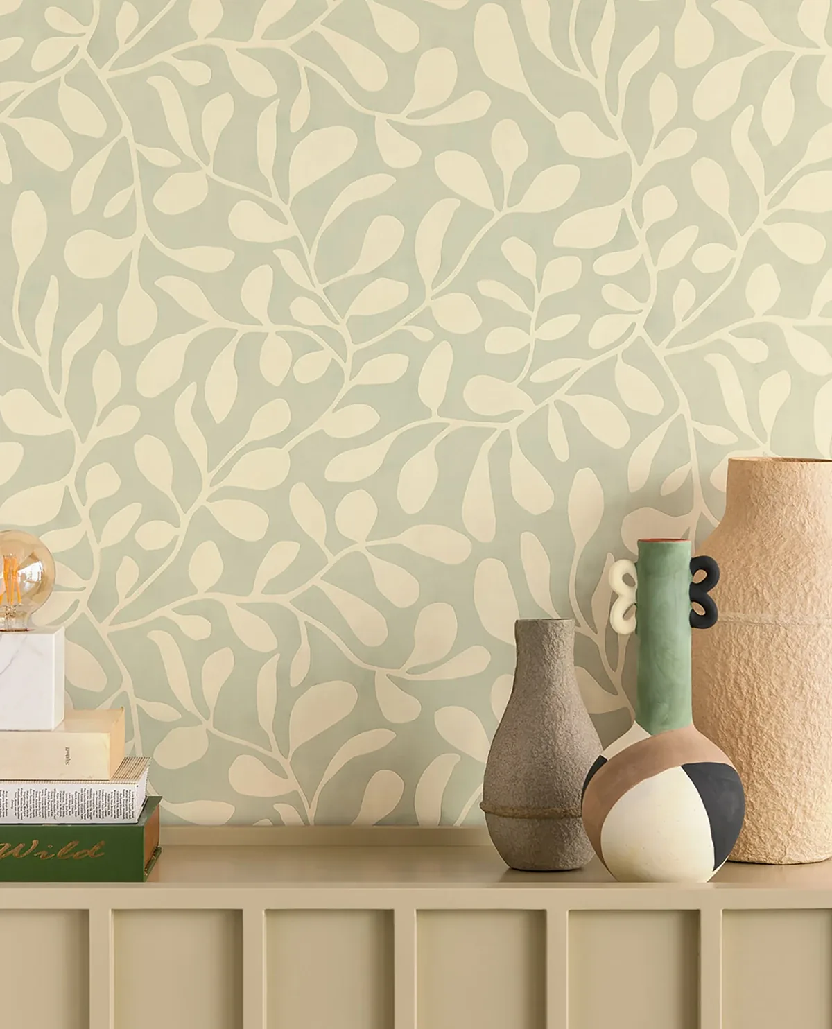 Brewster Home Fashions Fiona Light Blue Leafy Vines Wallpaper - SKU EJ318033