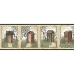 Brewster Home Fashions Fisher Sage Country Outhouses Wallpaper - SKU CTR50321B