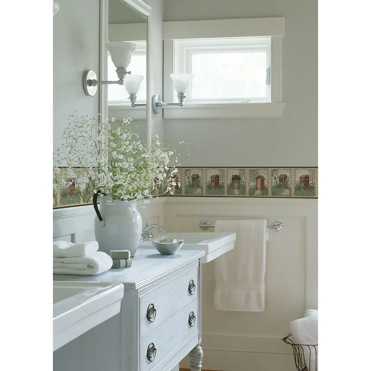 Brewster Home Fashions Fisher Sage Country Outhouses Wallpaper - SKU CTR50321B