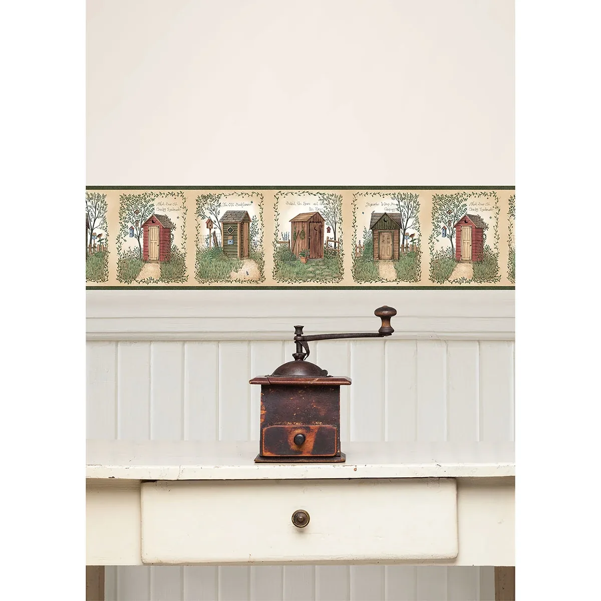Brewster Home Fashions Fisher Sage Country Outhouses Wallpaper - SKU CTR50321B