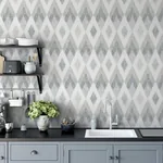 Brewster Home Fashions Fitzgerald Grey Ikat Diamond Wallpaper - SKU AH297200