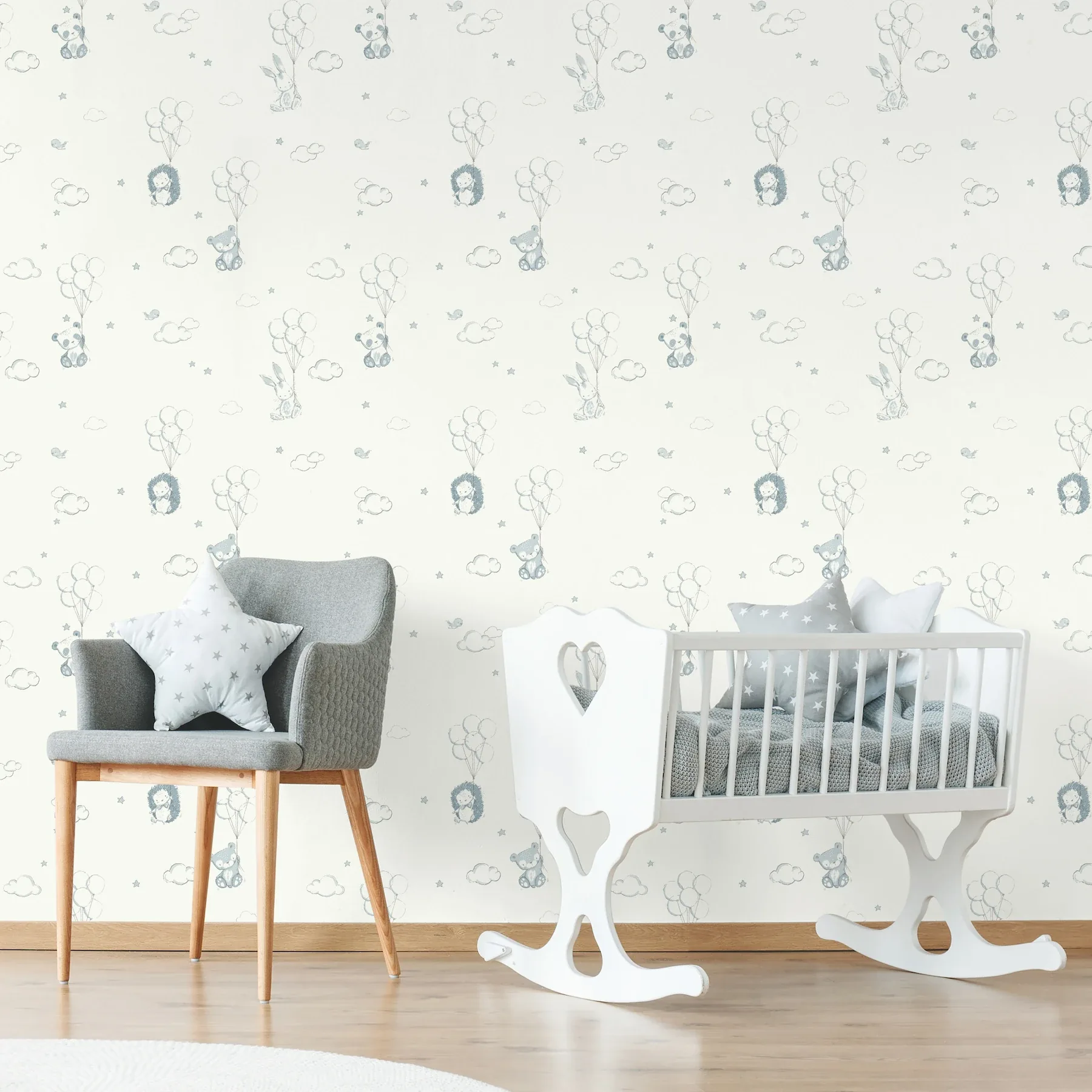 Brewster Home Fashions Floating Balloons Light Blue Animal Wallpaper - SKU 4203-27554