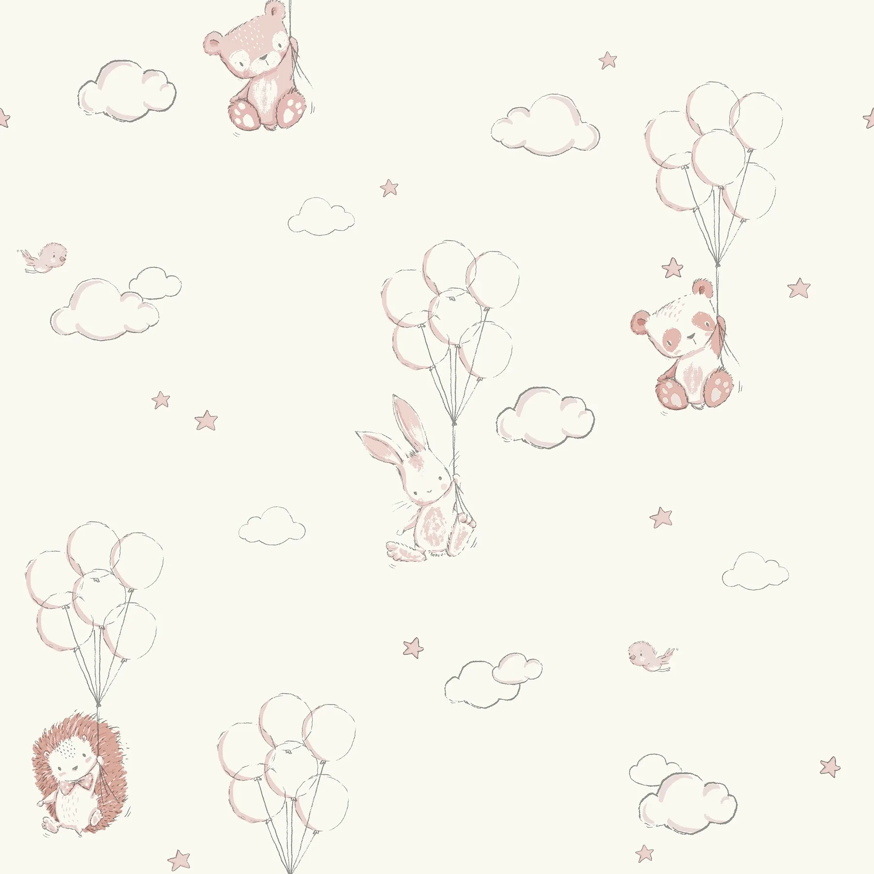 Brewster Home Fashions Floating Balloons Pink Animal Wallpaper - SKU 4203-27555