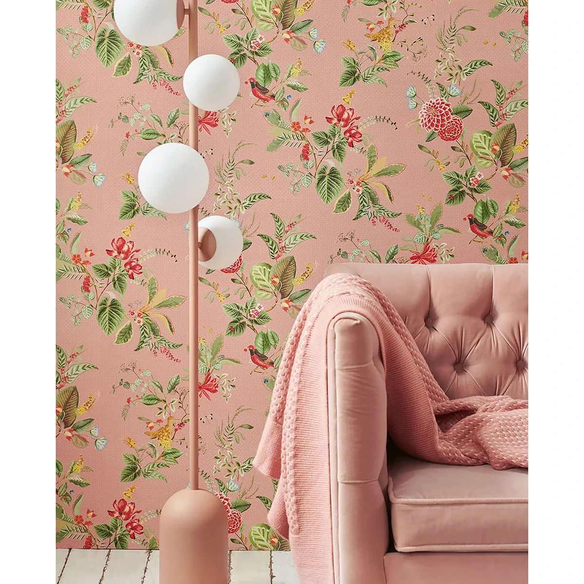 Brewster Home Fashions Floris Pink Woodland Floral Wallpaper - SKU 300111