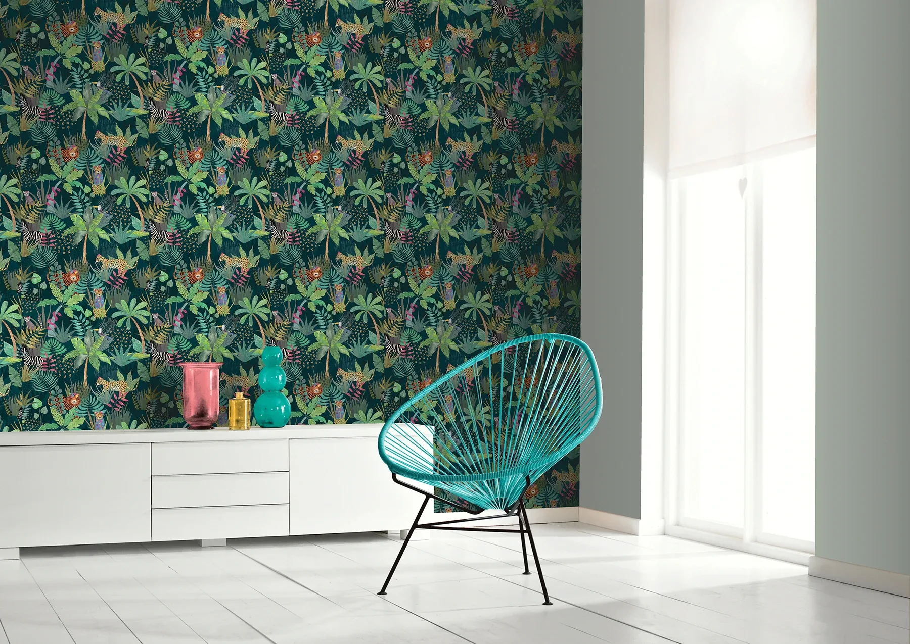 Brewster Home Fashions Fonda Dark Green Jungle Party Wallpaper - SKU AH925308