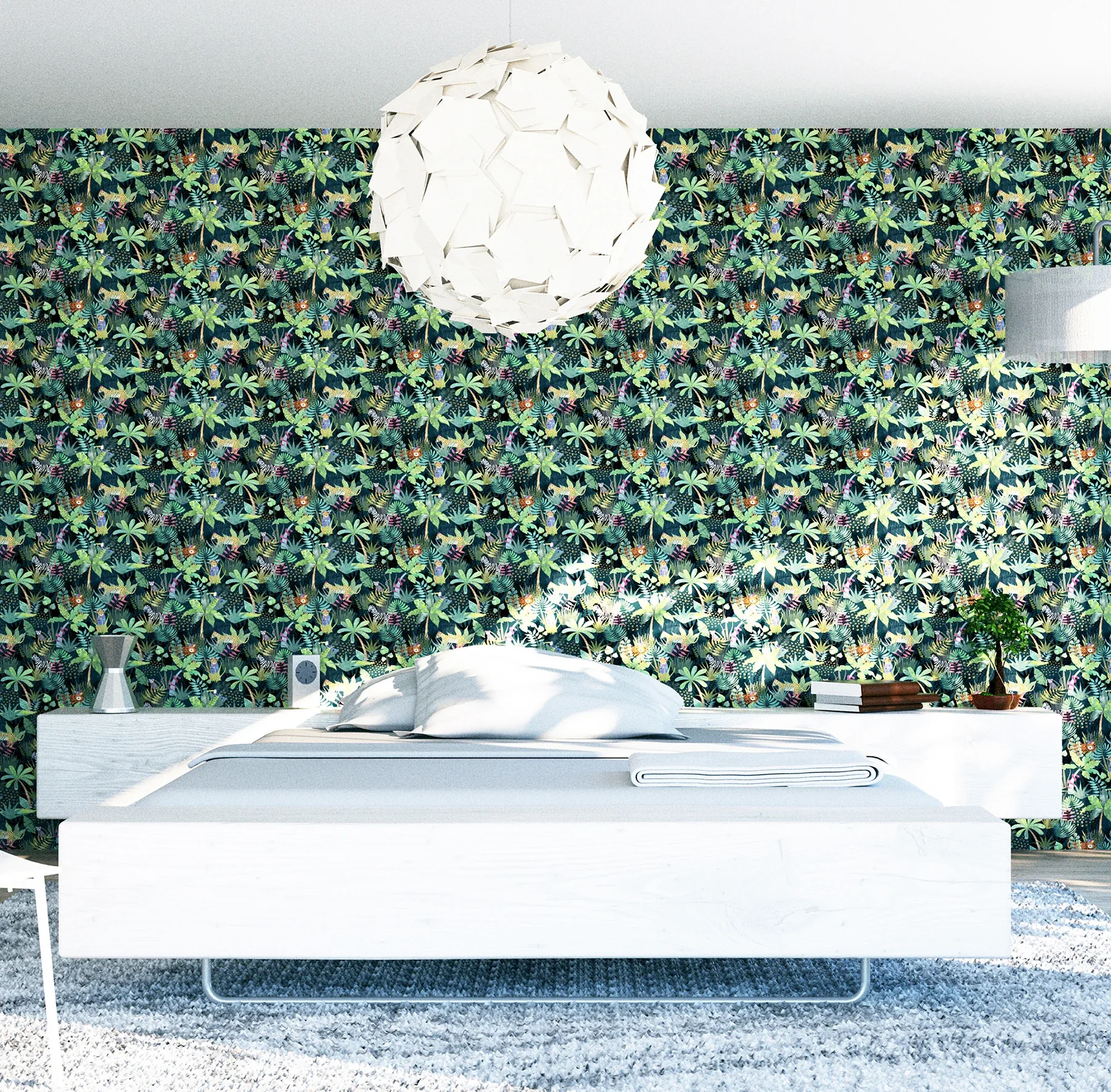 Brewster Home Fashions Fonda Dark Green Jungle Party Wallpaper - SKU AH925308