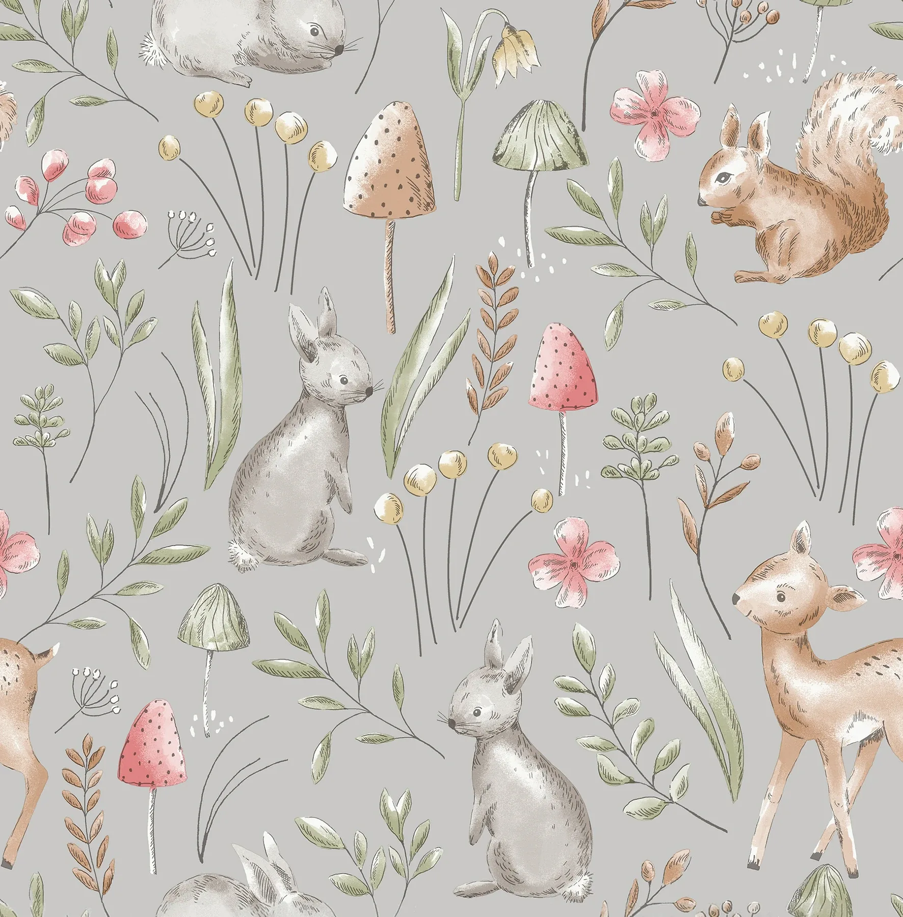Brewster Home Fashions Forest Animals Grey Whimsical Wallpaper - SKU 4203-27546