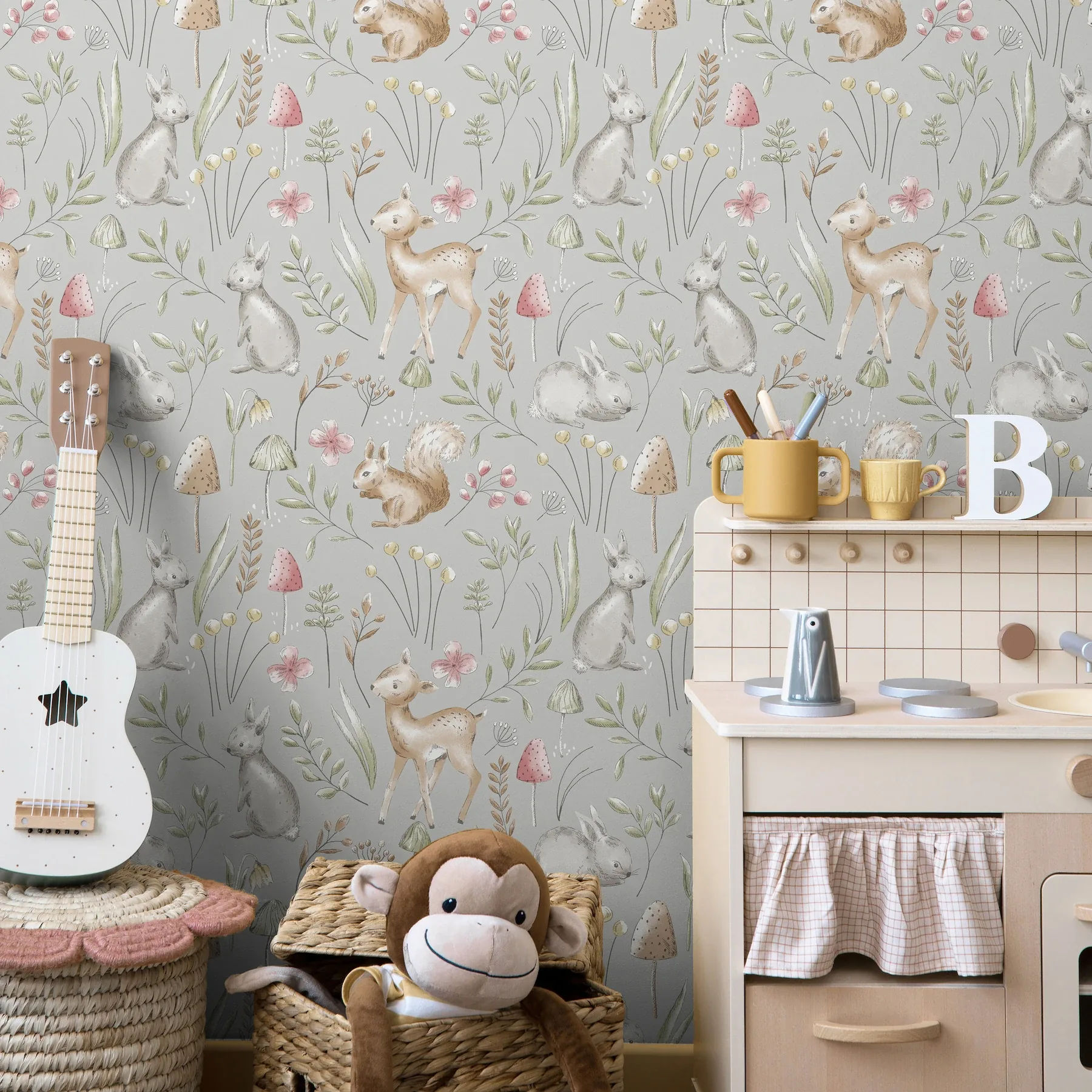 Brewster Home Fashions Forest Animals Grey Whimsical Wallpaper | Wallpaper Twins Brewster Home Fashions Forest Animals Grey Whimsical Wallpaper - SKU 4203-27546