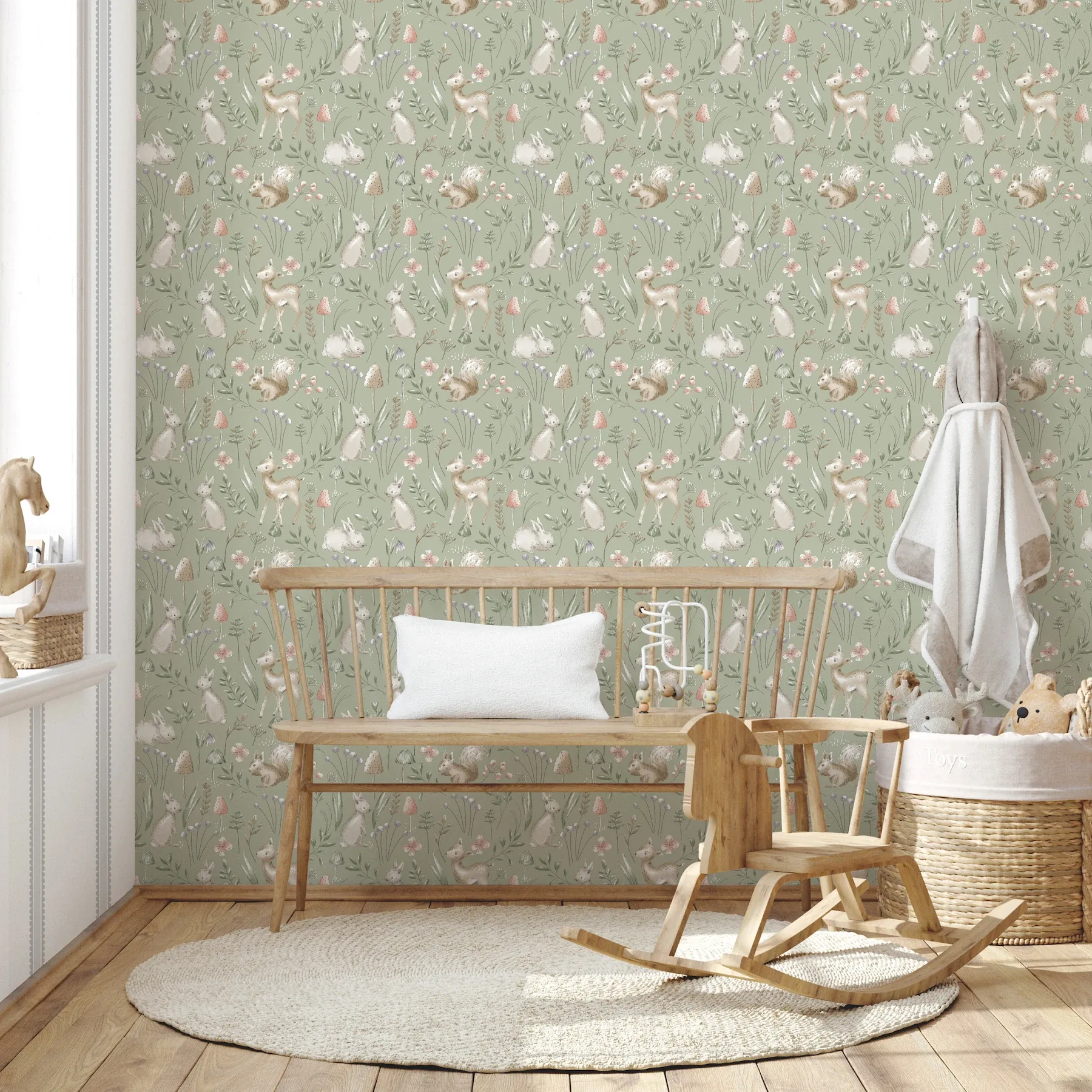 Brewster Home Fashions Forest Animals Sage Whimsical Wallpaper - SKU 4203-27547