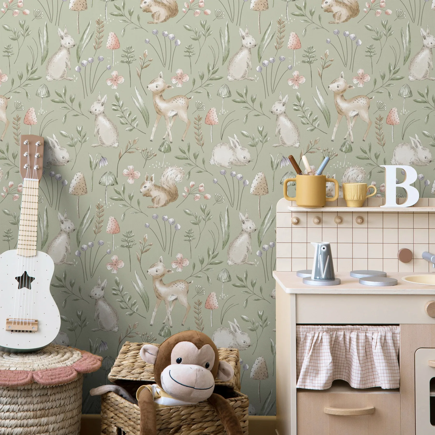 Brewster Home Fashions Forest Animals Sage Whimsical Wallpaper - SKU 4203-27547