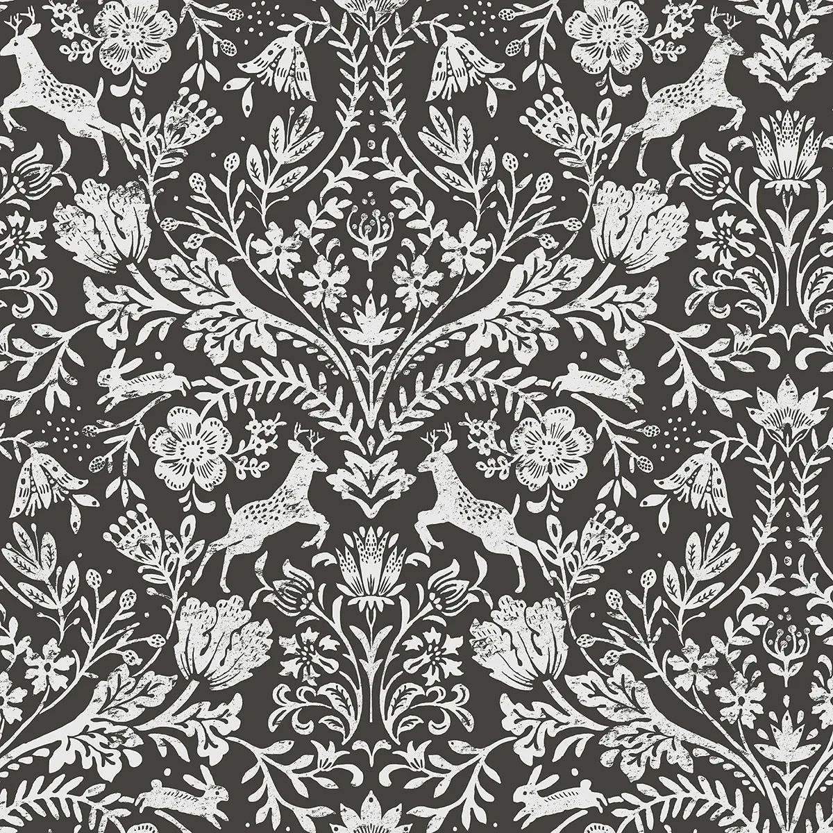 Brewster Home Fashions Forest Dance Charcoal Damask Wallpaper - SKU 3124-13885