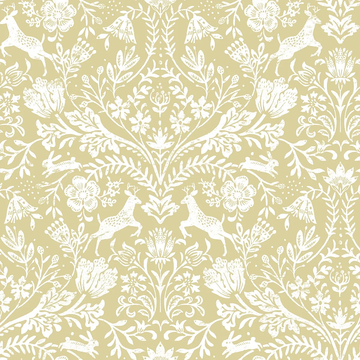 3124-13886 | Forest Dance Honey Damask Wallpaper