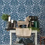 Brewster Home Fashions Forest Dance Navy Damask Wallpaper | Wallpaper Twins Brewster Home Fashions Forest Dance Navy Damask Wallpaper - SKU 3124-13883