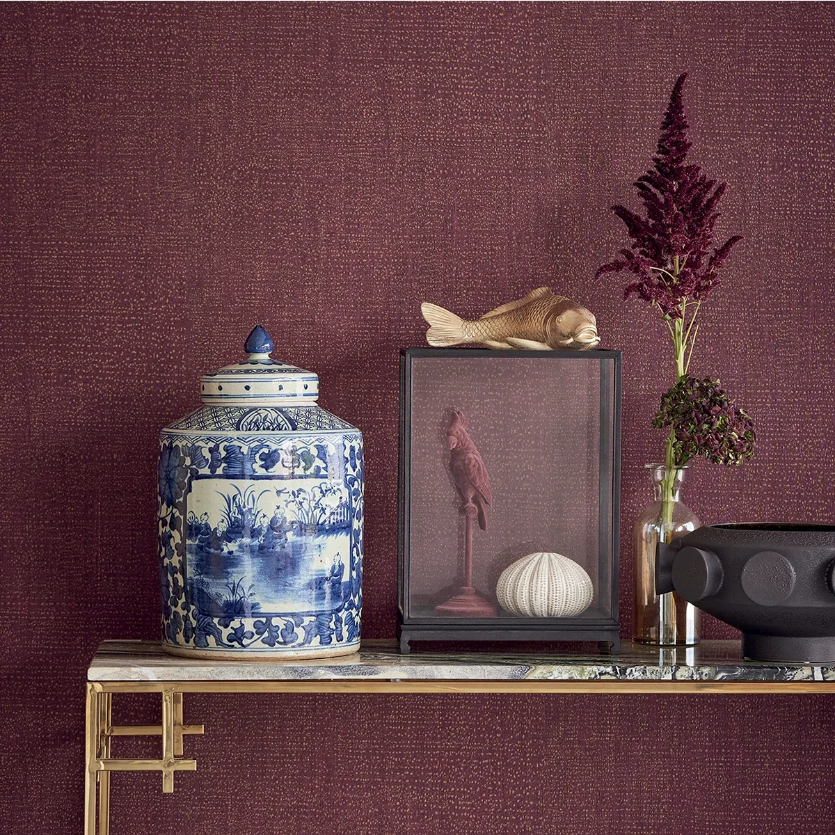 Brewster Home Fashions Fransisco Maroon Abstract Dots Wallpaper - SKU 307356