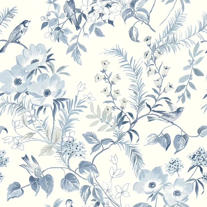 4072-70004 | Frederique Blue Floral Wallpaper
