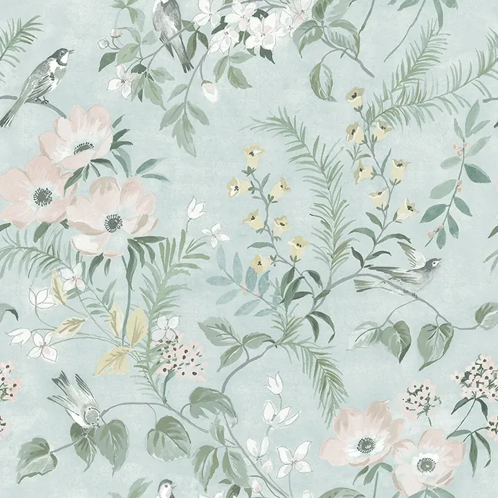 4072-70005 | Frederique Mint Floral Wallpaper