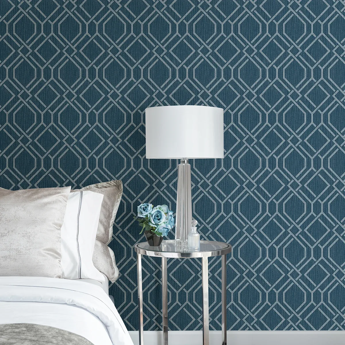 4025-82512 | Frege Blue Trellis Wallpaper