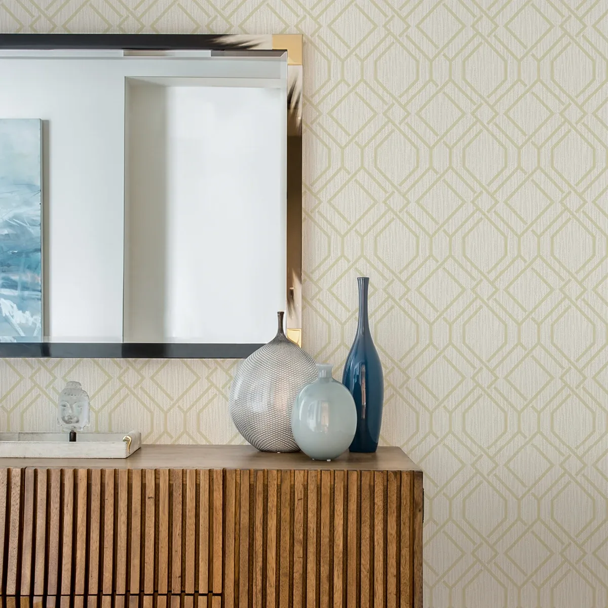 Brewster Home Fashions Frege Gold Trellis Wallpaper - SKU 4025-82515