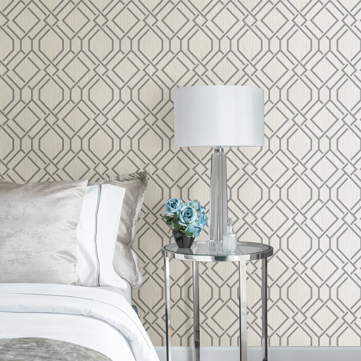 4025-82528 | Frege Grey Trellis Wallpaper
