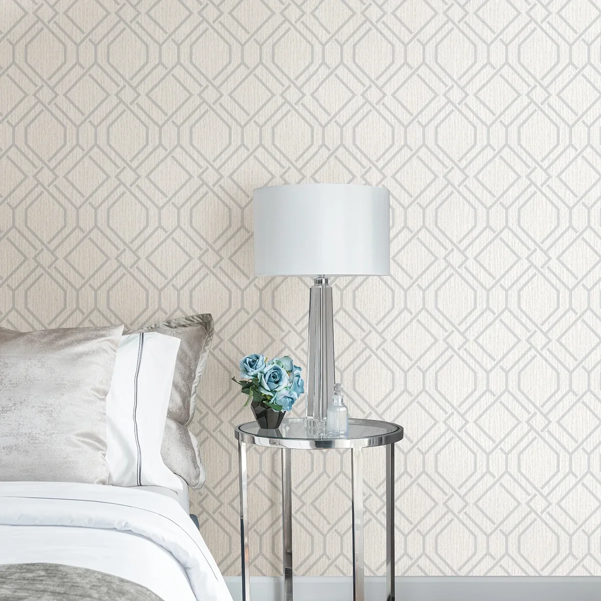 Brewster Home Fashions Frege Silver Trellis Wallpaper - SKU 4025-82525