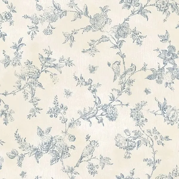 2904-02192 | French Nightingale Blue Trail Wallpaper