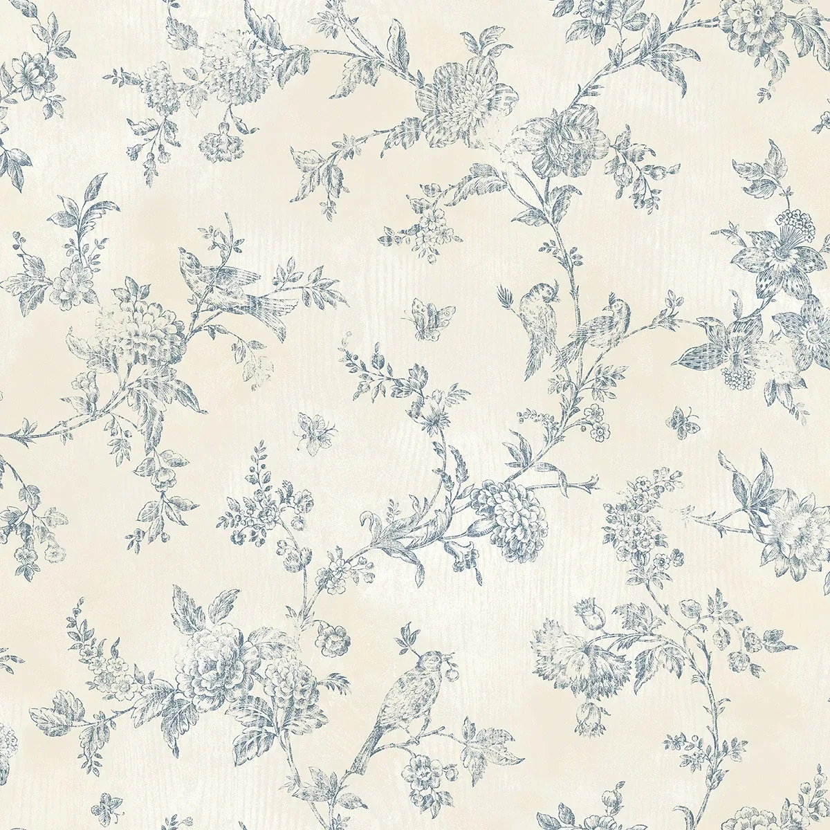 3123-02192 | French Nightingale Blue Trail Wallpaper