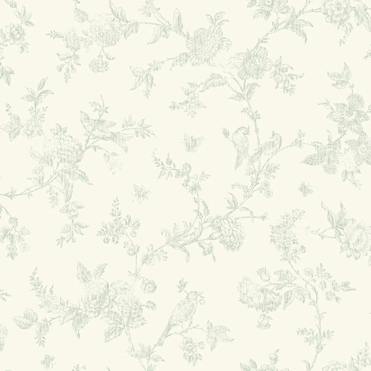 3123-02194 | French Nightingale Seafoam Trail Wallpaper