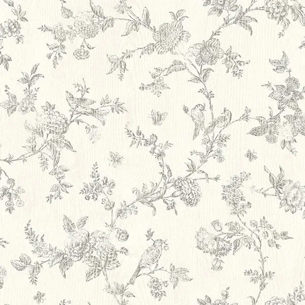 Brewster Home Fashions French Nightingale Taupe Floral Scroll Wallpaper - SKU 3119-02193