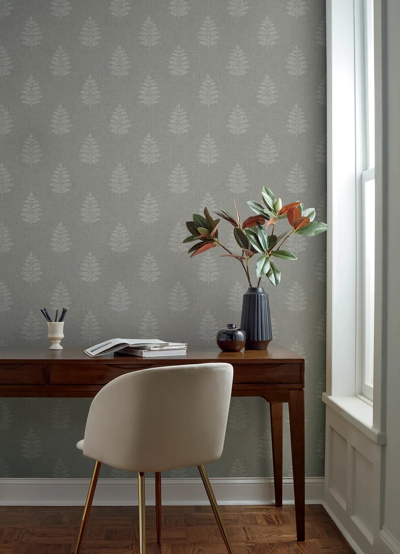 Brewster Home Fashions Frond Charcoal Leaf Wallpaper | Wallpaper Twins Brewster Home Fashions Frond Charcoal Leaf Wallpaper - SKU 4169-83128