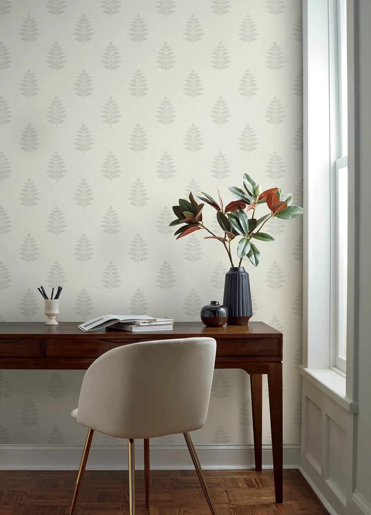 Brewster Home Fashions Frond Cream Leaf Wallpaper | Wallpaper Twins Brewster Home Fashions Frond Cream Leaf Wallpaper - SKU 4169-83125