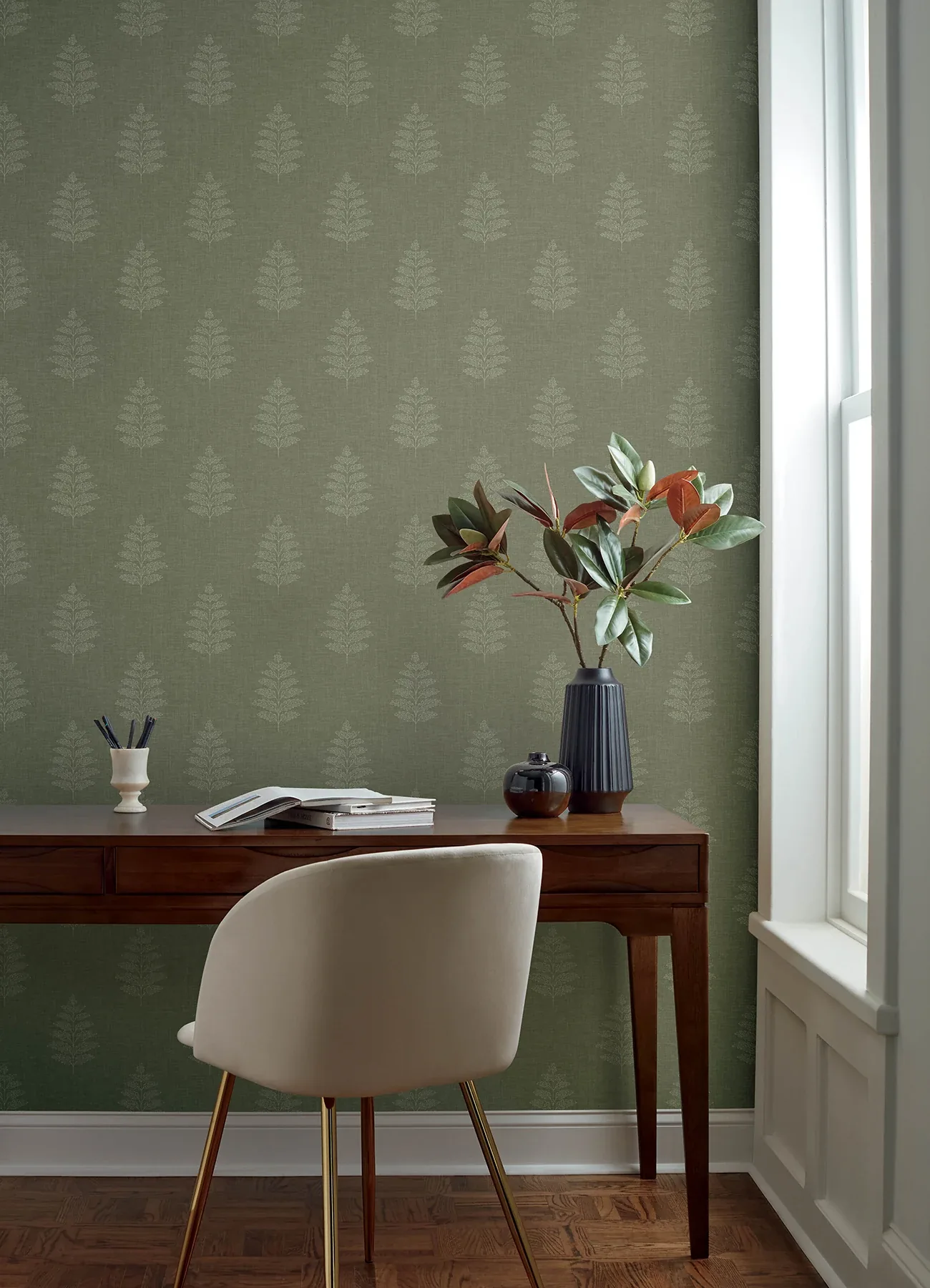 Brewster Home Fashions Frond Dark Green Leaf Wallpaper | Wallpaper Twins Brewster Home Fashions Frond Dark Green Leaf Wallpaper - SKU 4169-83126