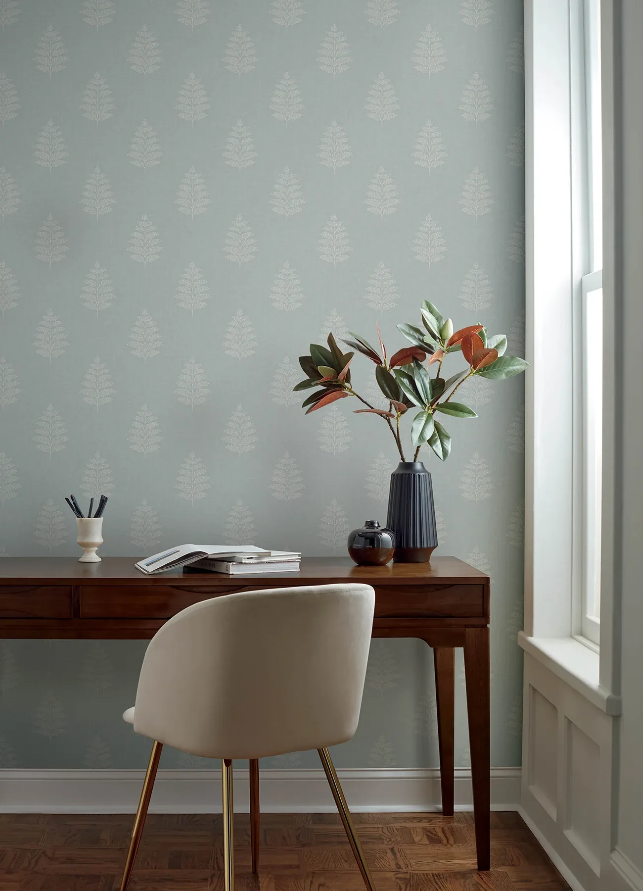 Brewster Home Fashions Frond Light Blue Leaf Wallpaper - SKU 4169-83130