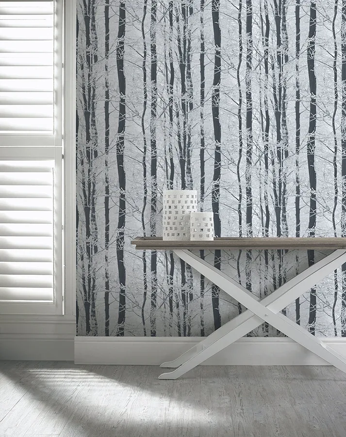 Brewster Home Fashions Frosted Silver Winter Grove Wallpaper - SKU AH670200