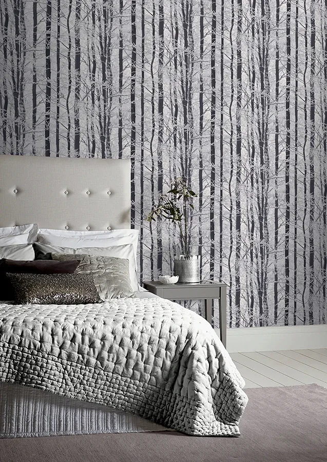 Brewster Home Fashions Frosted Silver Winter Grove Wallpaper - SKU AH670200
