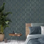 Brewster Home Fashions Fusion Navy Trellis Wallpaper - SKU M1774