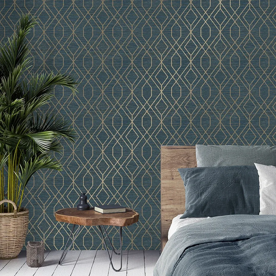 Brewster Home Fashions Fusion Navy Trellis Wallpaper - SKU M1774