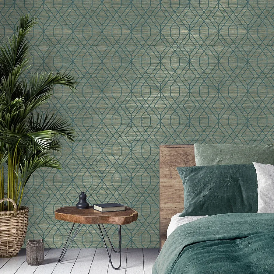 Brewster Home Fashions Fusion Teal Trellis Wallpaper - SKU M1773
