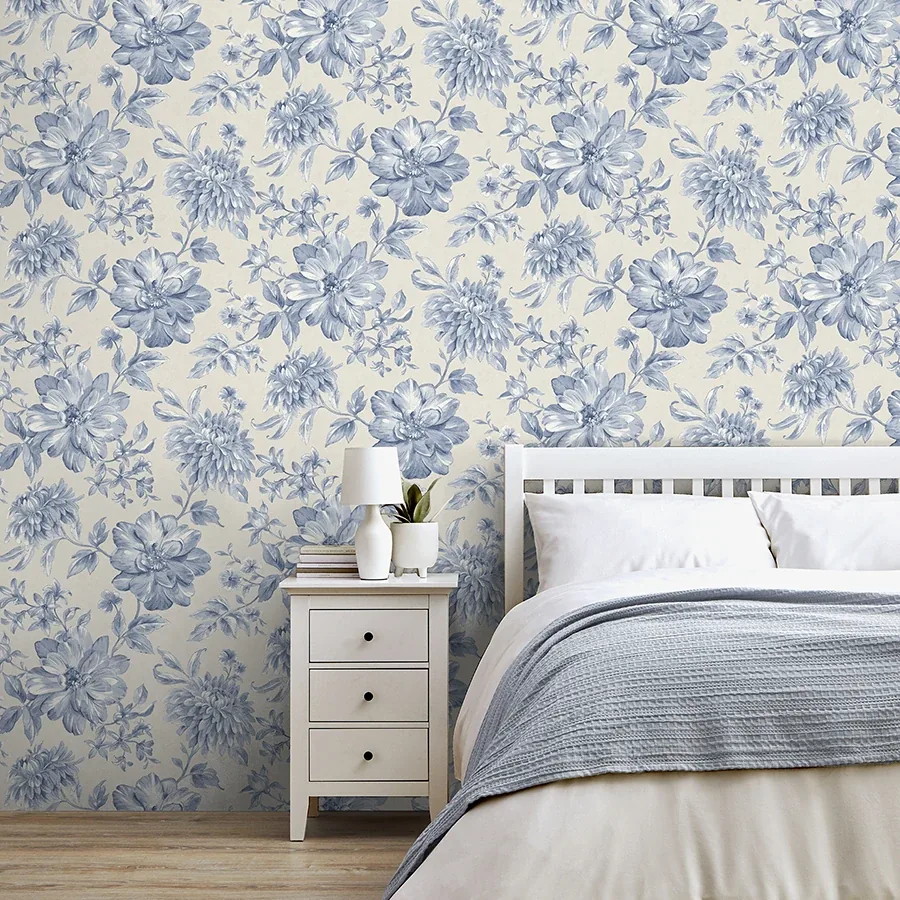 Brewster Home Fashions Gabriela Blue Floral Wallpaper - SKU FD43610