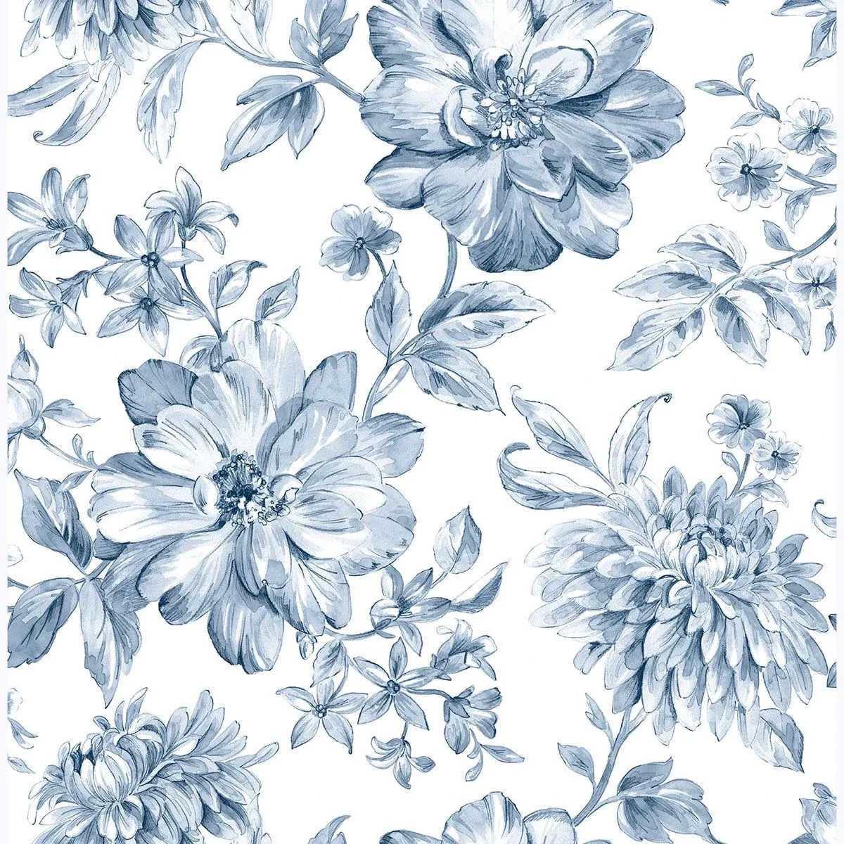 Brewster Home Fashions Gabriela Blue Floral Wallpaper - SKU UW25895