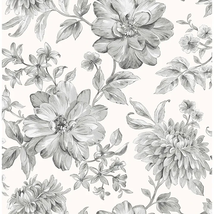 FD43612 | Gabriela Grey Floral Wallpaper