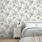 Brewster Home Fashions Gabriela Grey Floral Wallpaper - SKU FD43612