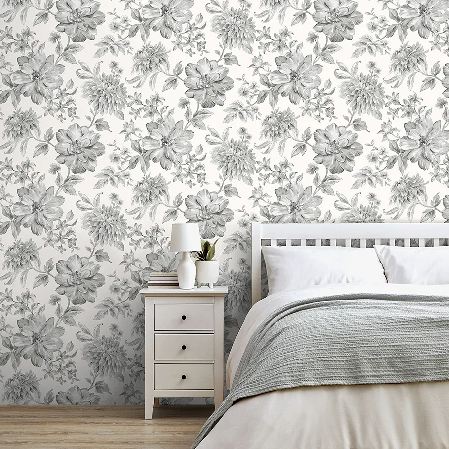 Brewster Home Fashions Gabriela Grey Floral Wallpaper - SKU FD43612