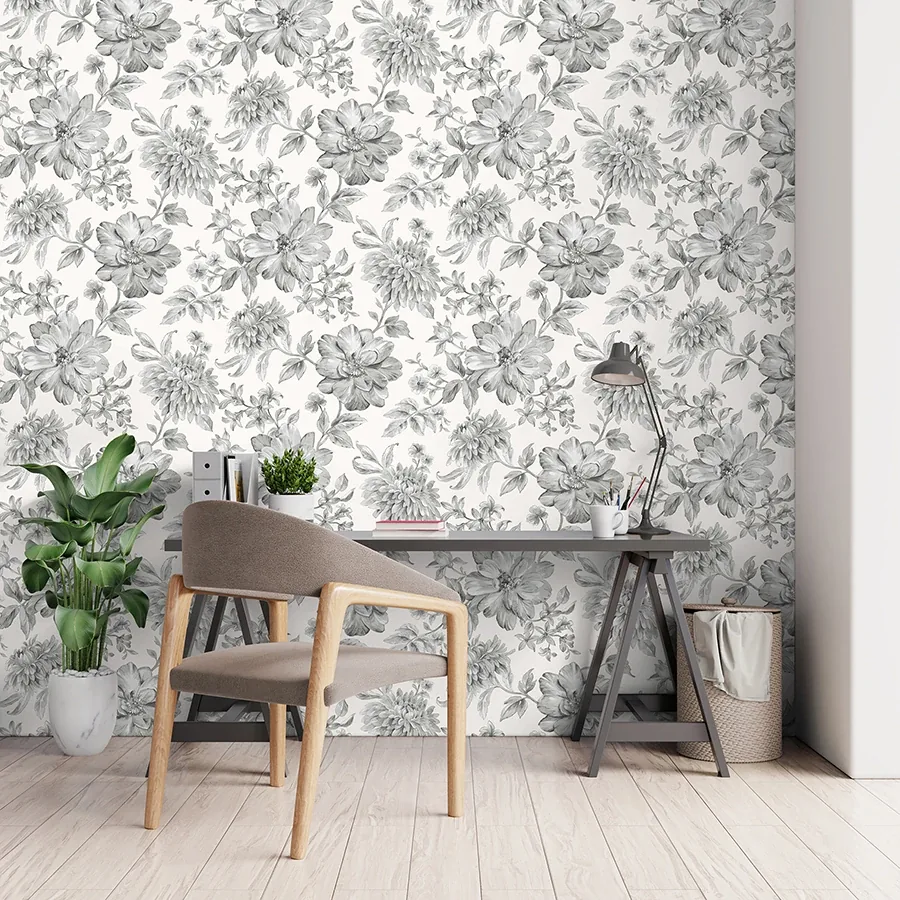 Brewster Home Fashions Gabriela Grey Floral Wallpaper - SKU FD43612