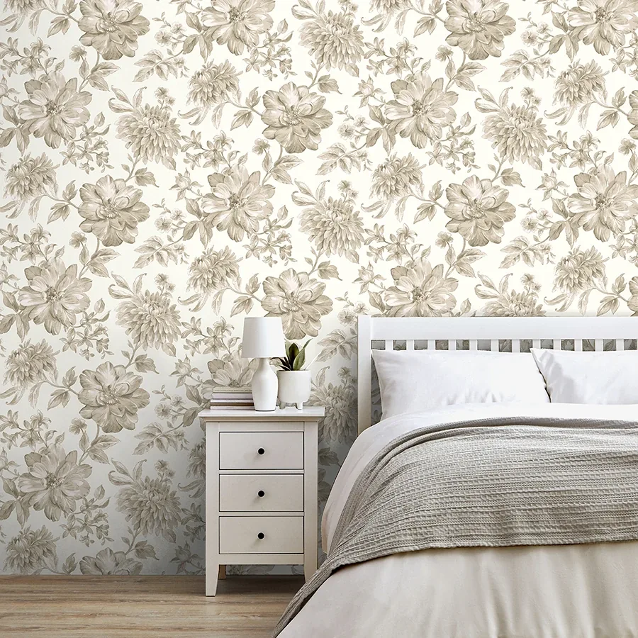 Brewster Home Fashions Gabriela Neutral Floral Wallpaper - SKU FD43611