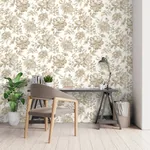 Brewster Home Fashions Gabriela Neutral Floral Wallpaper - SKU FD43611